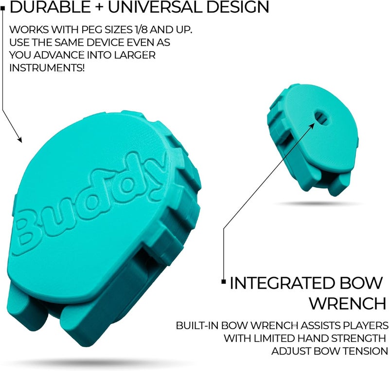 Bow Buddy Store بيغ بادي – أداة ضبط أوتار الكمان مع مفتاح برغي القوس | أداة سهلة الاستخدام لضبط سلس وصيانة (أخضر مائل إلى الأزرق) - Image 4